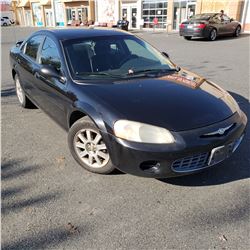 2002 CHRYSLER SEBRING 4 DOOR, 200000KM, 1 KEY, REGISTRATION, CARPROOF