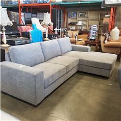 BRAND NEW 2PC GREY FABRIC RIGHT HAND SECTIONAL SOFA - RETAIL $1499
