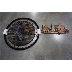 LARGE FABRIC DREAMCATCHER AND SPRING VALLEY TRAIN WALL DECOR