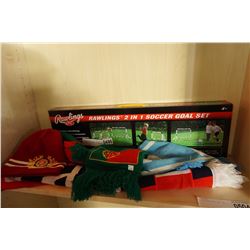 NEW RAWLINGS 2 IN 1 SOCCER GOAL SET AND SOCCER SCARFS AND TOQUE