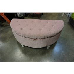 PINK STUDDED TUFTED SEMI CIRCLE STORAGE BENCH