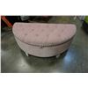 Image 1 : PINK STUDDED TUFTED SEMI CIRCLE STORAGE BENCH