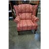 Image 1 : CARVED CLAW FOOT WING BACK ARM CHAIR