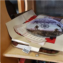 VINTAGE ADVERTS, NUDE CALENDER PAGES, TIN TRY, AND SIGN