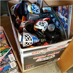 BOX OF COLLECTIBLE GOALIE HELMET FIGURES