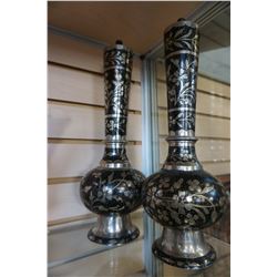 2 METAL VASES