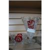 Image 1 : CRYSTAL RUBY CUT CLEAR VASE AND DISH