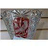 Image 3 : CRYSTAL RUBY CUT CLEAR VASE AND DISH