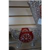 Image 4 : CRYSTAL RUBY CUT CLEAR VASE AND DISH