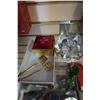Image 1 : LOT OF RENTHAL GLASS DIAMOND 2 CLOISONNE SPOONS AND ENAMELLED BOX