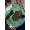 Image 3 : LOT OF JADEITE PLATE WITH BRASS DIVER DOOR KNOCKER AND HORN MAGNIFYING GLASS