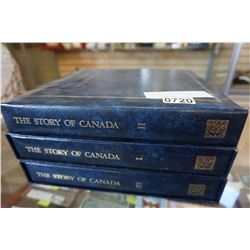 3 COMPLETE STAMP BOOKS STORY OF CANADA 1,2,3 AND STAMPS INCLUDED