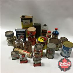 Box Lot - Under the Sink Theme : Gillett's Lye, Trewax, Johnson's Glow-Coat, Gopher Cop, Bluing. . .