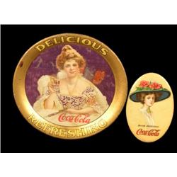 1904 Coca-Cola, 4 tip tray and a 1912 pocket mirror