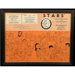 Stars Deli NYC  deli menu  framed