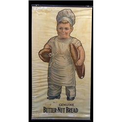 Butter Nut Bread oilcloth sign (banner) w/ baker boy