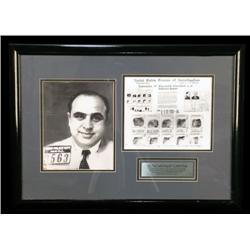 Framed Al Capone picture w/ finger-print card