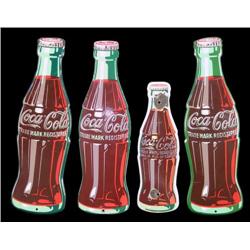 1 lot of 4, Coca-Cola die cut porcelain bottle signs