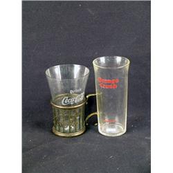 1 lot of 2 early soda glasses: