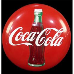 Coca-Cola button sign 1950s 36 diameter