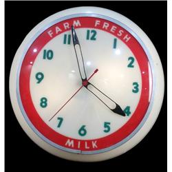 Round electric clock  16 diameter Farm Fresh Milk