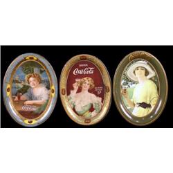 1 lot of 3, Coca-Cola oval tip trays 1904 1906 1920