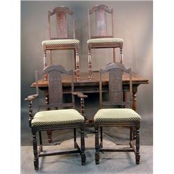 Antique, Oak table and 4 Matching chairs