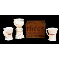 Early Hires wooden box w 2 contemporary mugs