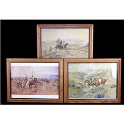 3 Framed, C. Russell western Lewis and Clark prints