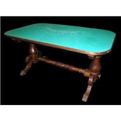 Blackjack table with paw feet and turned wood extender