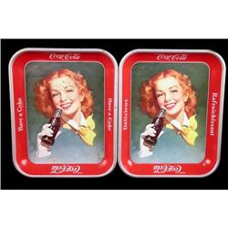 1 lot of 2, 1948 Coca-Cola rectangular serving trays