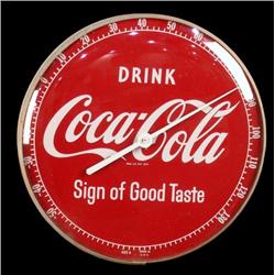 1950s Round Coca-Cola thermometer 12 dia