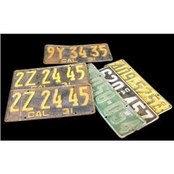 1 lot of 6 early Calif license plates