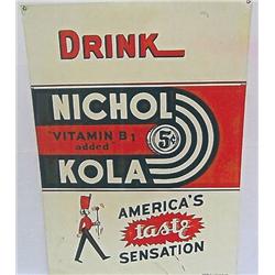 Nichol Kola tin sign good shape 20 x 28 