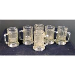 Set of 6 ornate and matching Root Beer mugs