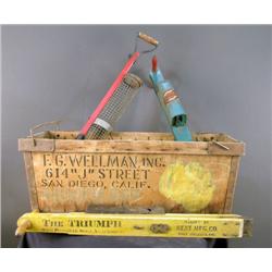 Wooden Banana Box and 3 early seed planters