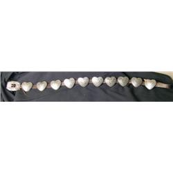 Concho silver ladies belt, 10 heart shaped conchos