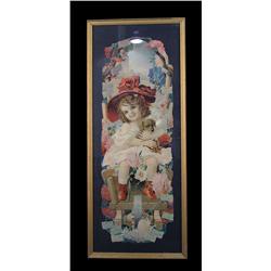 1907 Calendar ad  Young Girl with Puppy