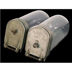 2 Panay glass, counter top display candy jars