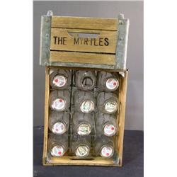 1 lot of 2 wooden milk bottle crates full of bottles