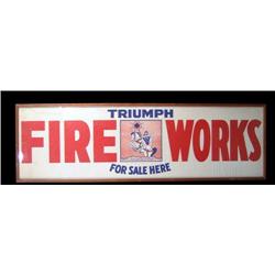 Canvas under glass sign, Triumph Fireworks framed