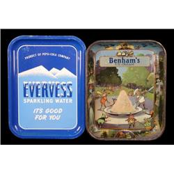 1 lot of 2 tin serving trays: