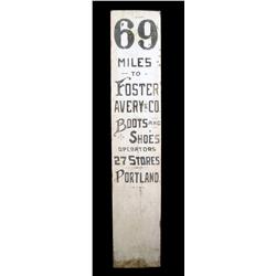 Folk-Art Early road sign, 69 miles to....
