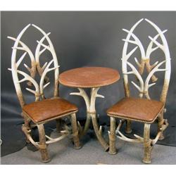 Set of Animal Antler furniture 2 chairs and table
