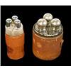 Image 1 : Pair of large and small, cut-glass flasks