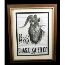 Chas. Kaler, Boch Beer sign framed and 32 x 40 