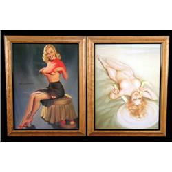 2, 1940s Pin-Ups, framed Vargas and Ekmann