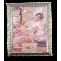 Fancy framed ad, Nude, Fernet-Branca wine, 1908