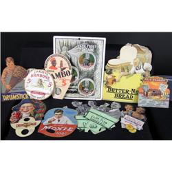 1 lot of cardboard ads: