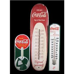 1 lot of 3 Coca-Cola thermometers
